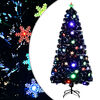 vidaXL &Aacute;rvore de Natal com flocos de neve LED 150 cm fibra &oacute;tica preto