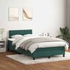 vidaXL Cama box spring c/ colch&atilde;o e LED 120x220 cm veludo verde-escuro
