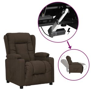 vidaXL Poltrona elevat&oacute;ria tecido castanho-escuro