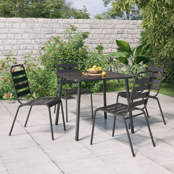 vidaXL 5 pcs conjunto de jantar para jardim a&ccedil;o antracite