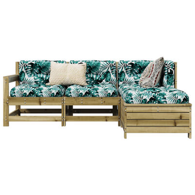 vidaXL 4 pcs conjunto sofás de jardim madeira de pinho impregnada