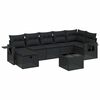 vidaXL 8 pcs conjunto sof&aacute;s de jardim com almofad&otilde;es vime PE preto