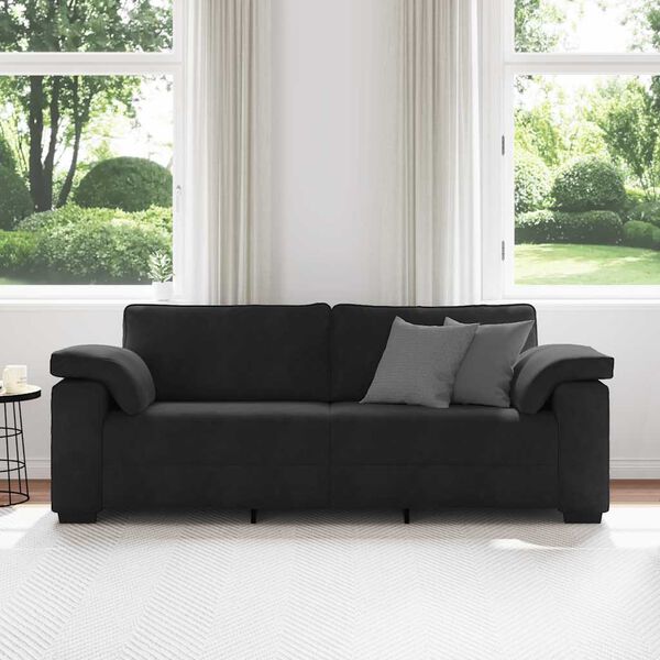 vidaXL Sof&aacute; de 3 lugares 220x77x82 cm veludo preto
