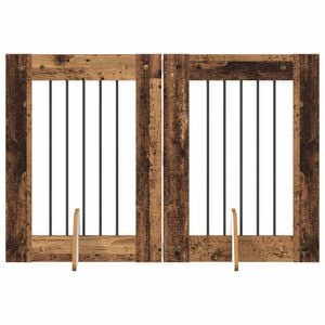 vidaXL Port&atilde;o de C&atilde;o com Suportes 2 pcs Madeira antiga 60 x 80 cm