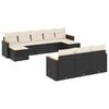 vidaXL 10 pcs conjunto sof&aacute;s de jardim c/ almofad&otilde;es vime PE preto