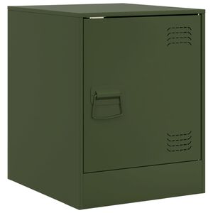 vidaXL Mesa de cabeceira 34,5x39x44 cm a&ccedil;o verde azeitona