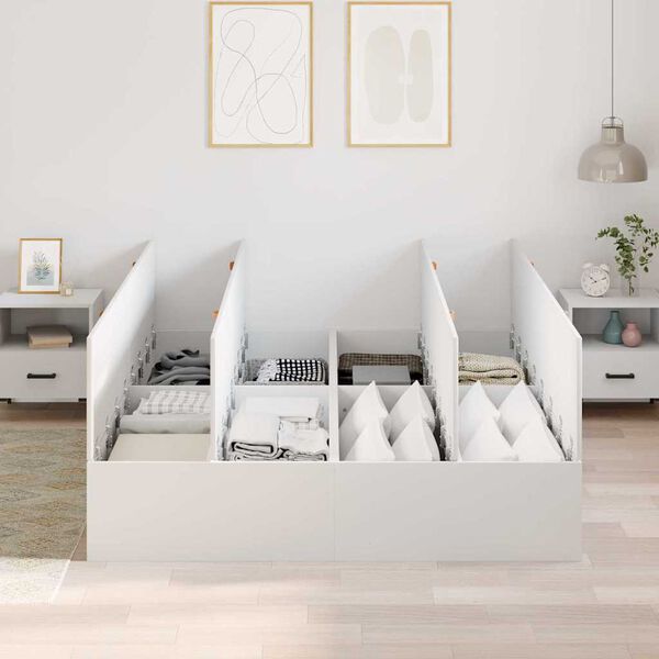 vidaXL Estrado de cama com arruma&ccedil;&atilde;o Branco 135 x 190 cm