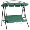 vidaXL Banco de baloi&ccedil;o para jardim com toldo 198 cm tecido/a&ccedil;o verde
