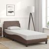 vidaXL Estrutura de cama Dover 90x200 cm couro artificial castanho