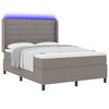 vidaXL Cama Box Spring LED Cinzento-acastanhado 140 x 200 cm tecido