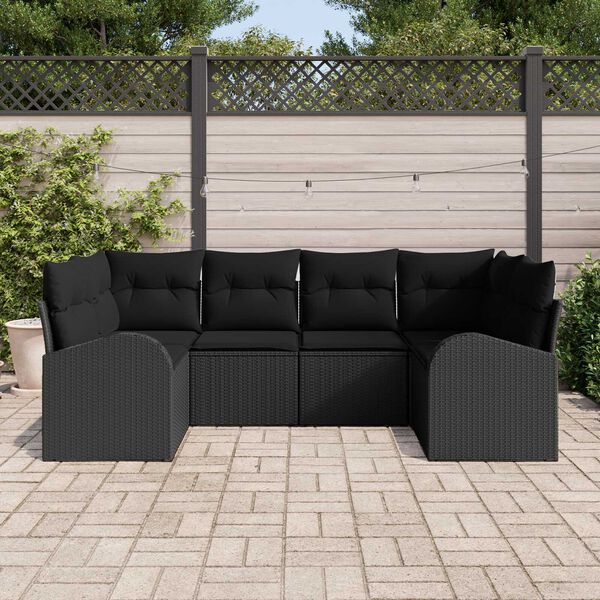 vidaXL Conjunto de Sofá de Jardim 6 pcs Preto Rattan de Polipropileno