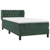 vidaXL Cama com molas/colch&atilde;o 90x190 cm veludo verde-escuro