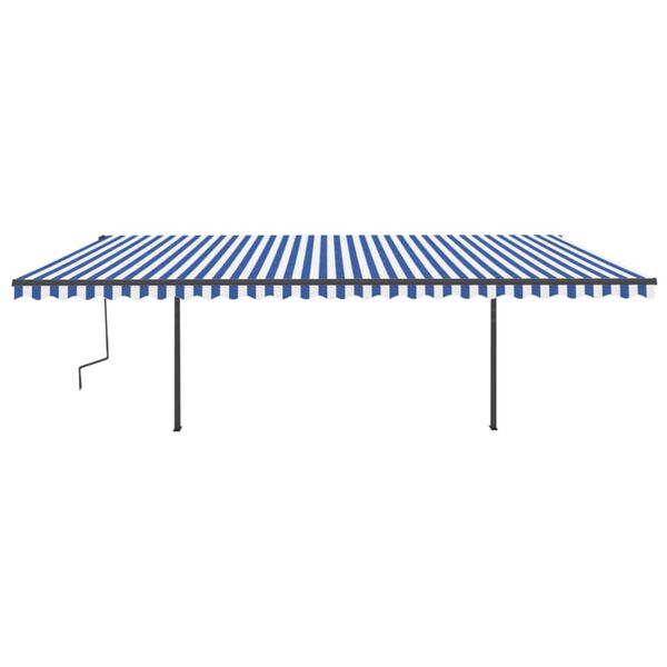 vidaXL Toldo retr&aacute;til manual com LED 6x3 m azul e branco