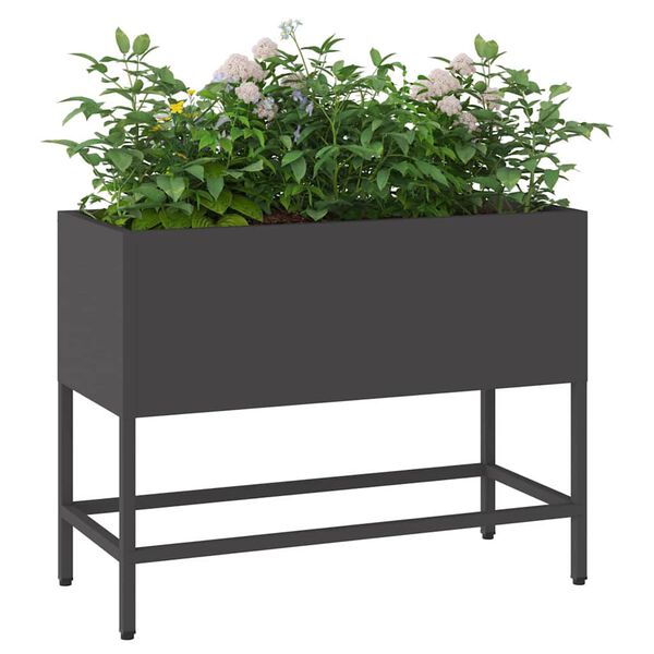 vidaXL Vaso Elevado para Jardim Preto 60 x 26 x 45 cm Aço
