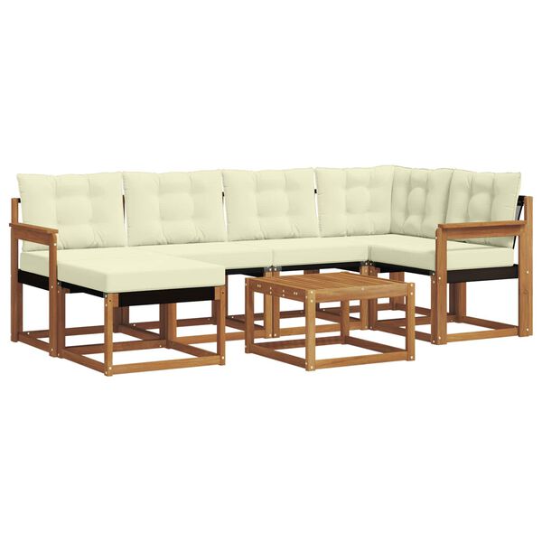 vidaXL Conjunto de Sof&aacute;s para Exterior 7 pcs Natural e Creme