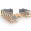 vidaXL 8 pcs conjunto lounge de jardim c/ almofad&otilde;es pinho maci&ccedil;o