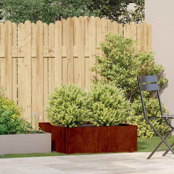 vidaXL Floreira enferrujada 80x80x30 cm a&ccedil;o resistente