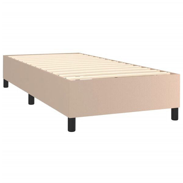 vidaXL Cama com molas/colch&atilde;o 90x190 cm couro artificial cappuccino