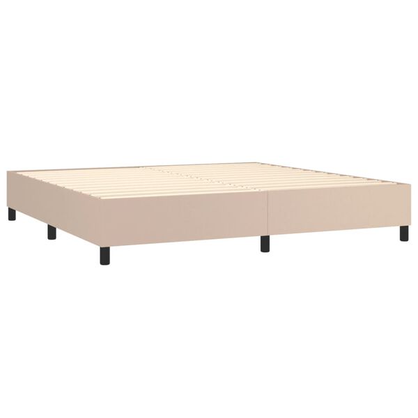 vidaXL Cama com molas/colch&atilde;o 200x200 cm couro artificial cappuccino