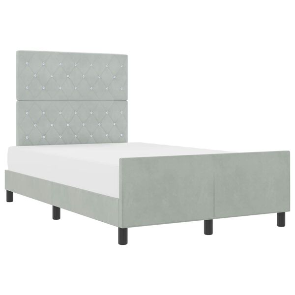 vidaXL Cama Box com cabeceira Cinzento-claro 120 x 200 cm Veludo
