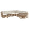 vidaXL Conjunto de Sof&aacute;s para Exterior 11 unid. Natural e Branco Creme