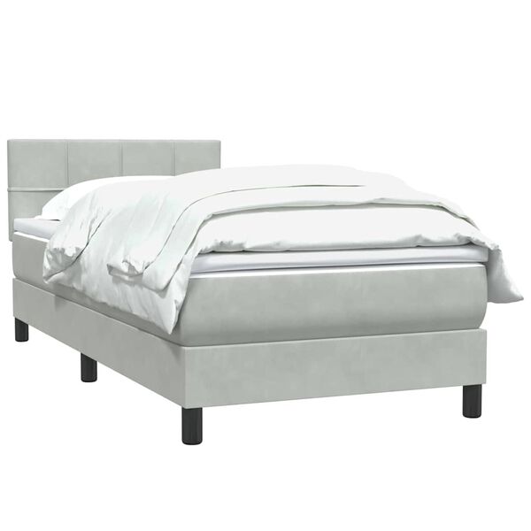 vidaXL Cama com molas/colch&atilde;o cinzento-claro 80x210 cm veludo