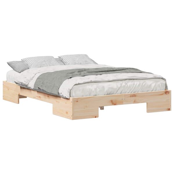 vidaXL Estrutura de cama de ch&atilde;o Castanho 135 x 190 cm