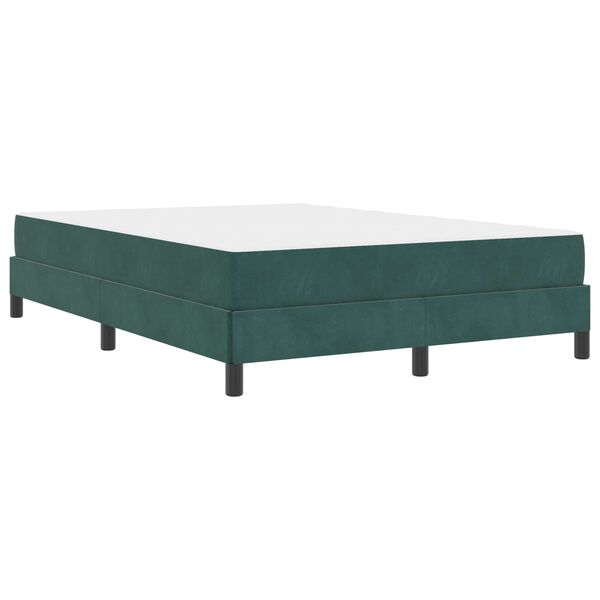 vidaXL Cama Box com colch&atilde;o Verde Escuro 140 x 190 cm tecido