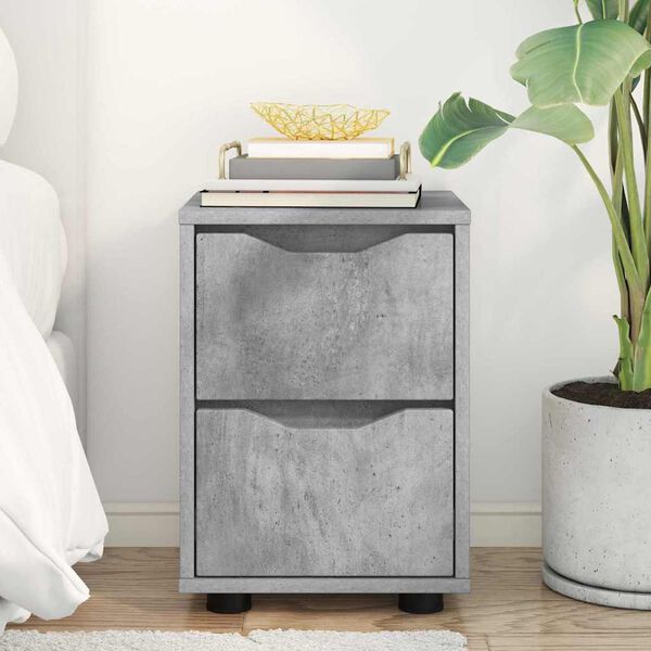 vidaXL Mesa-de-cabeceira Cinzento 30,5 x 30 x 43 cm Madeira processada