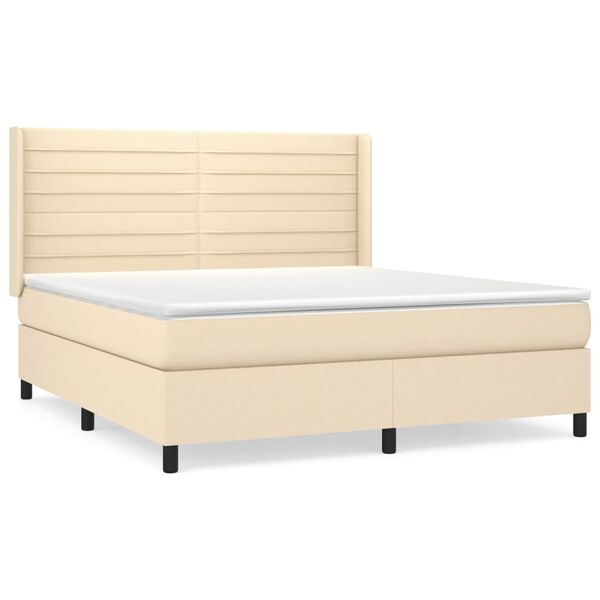 vidaXL Cama com molas/colch&atilde;o 180x200 cm tecido cor creme