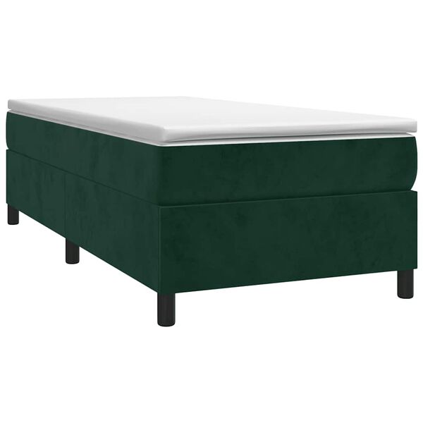 vidaXL Cama com molas/colch&atilde;o 90x190 cm veludo verde-escuro