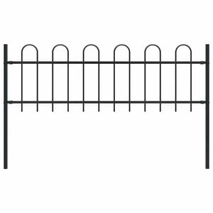 vidaXL Cerca de jardim BOXTEL com topo em arco, em a&ccedil;o, 181x60 cm, preto
