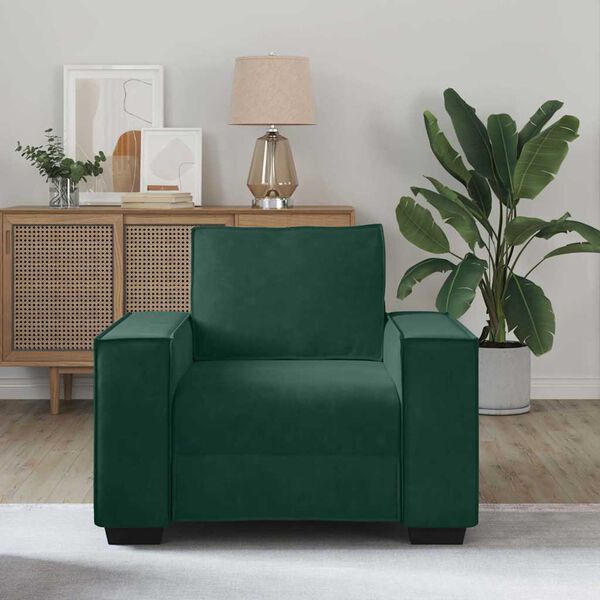 vidaXL Poltrona 100x78x84 cm veludo verde-escuro