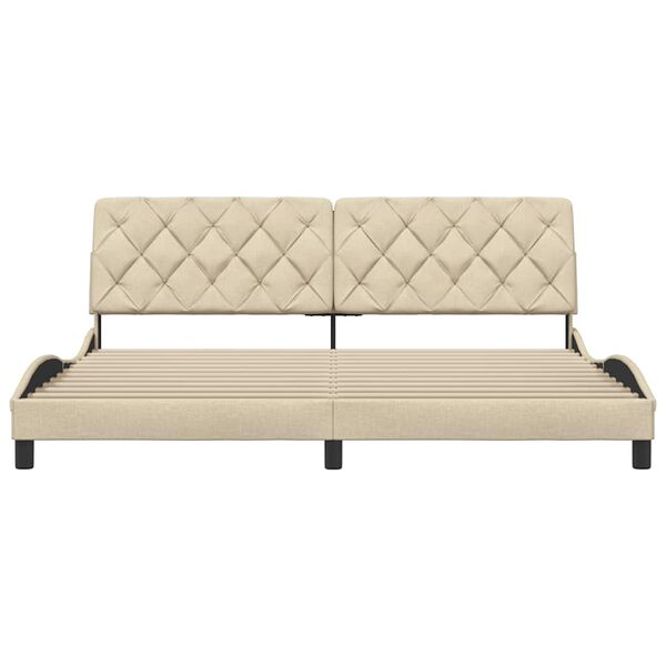 vidaXL Estrutura de cama sem colch&atilde;o 200x200 cm tecido cor creme