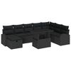 vidaXL Conjunto de Sof&aacute; de Jardim 9 pcs Preto Rattan Sint&eacute;tico
