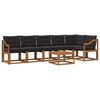 vidaXL Conjunto de Sof&aacute;s para Exterior 7 pcs Natural e Preto