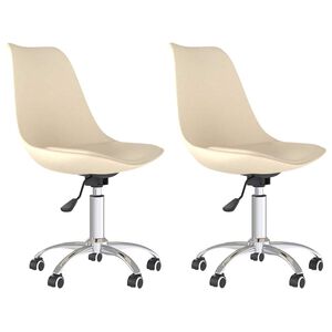 vidaXL Cadeiras de jantar girat&oacute;rias 2 pcs tecido cor creme