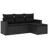 vidaXL 4 pcs conjunto de sof&aacute;s para jardim c/ almofad&otilde;es vime PE preto