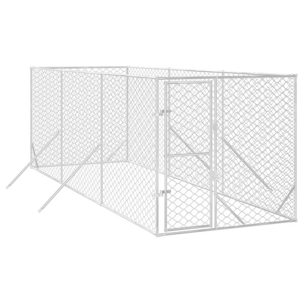 vidaXL Canil de exterior 2x6x2 m a&ccedil;o galvanizado prateado