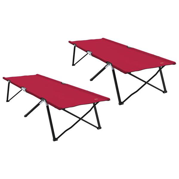 vidaXL Cama de Camping Dobr&aacute;vel Manual 2 pcs Vermelho 206 x 76 x 74 cm