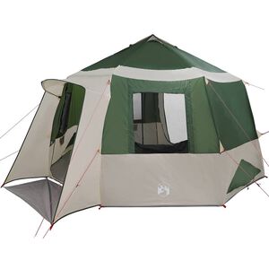 vidaXL Tenda de Cabana 12-Pessoas 10 pessoa Verde e Branco