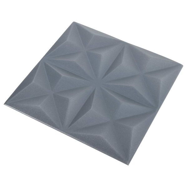vidaXL Pain&eacute;is de parede 24 pcs Origami Cinza 50 x 50 cm Espuma XPS