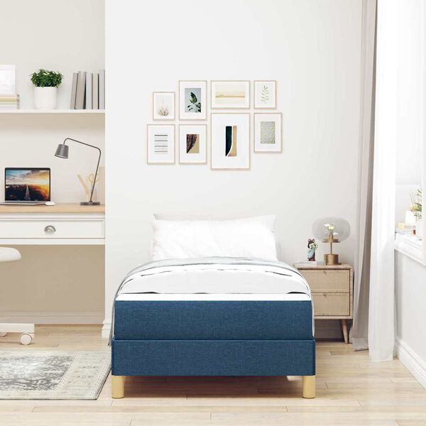 vidaXL Cama Box com colch&atilde;o Azul 100 x 200 cm tecido