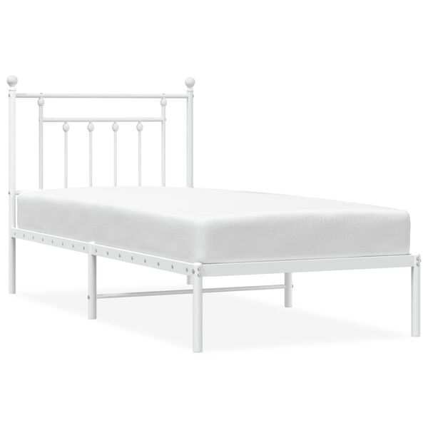 vidaXL Estrutura de cama com cabeceira 90x200 cm metal branco