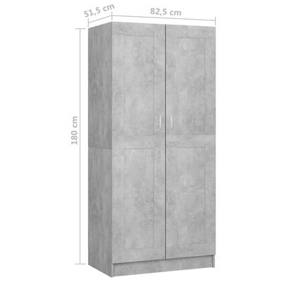 vidaXL Roupeiro 82,5x51,5x180 cm contraplacado cinzento cimento