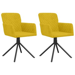 vidaXL Cadeiras de jantar girat&oacute;rias 2 pcs veludo amarelo