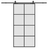 vidaXL Porta desliz. c/ conj. ferragens 102,5x205cm vidro ESG preto