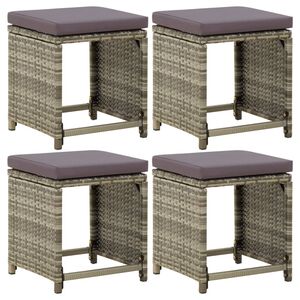 vidaXL Bancos de jardim 4 pcs com almofad&otilde;es vime PE cinzento
