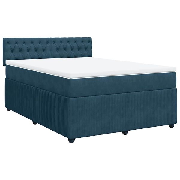 vidaXL Cama boxspring com colch&atilde;o 140x190 cm veludo azul