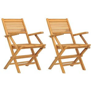 vidaXL Conjunto de 2 cadeiras dobr&aacute;veis em madeira maci&ccedil;a de teca, medindo 55x62x90 cm.